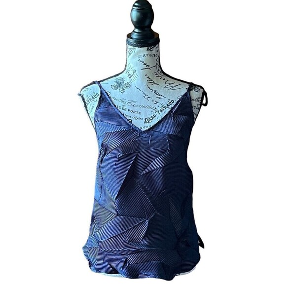 Anthropologie Floreat Crinkle Tank Top XS Navy Blue Spaghetti Strap Boho Classic - Picture 2 of 10